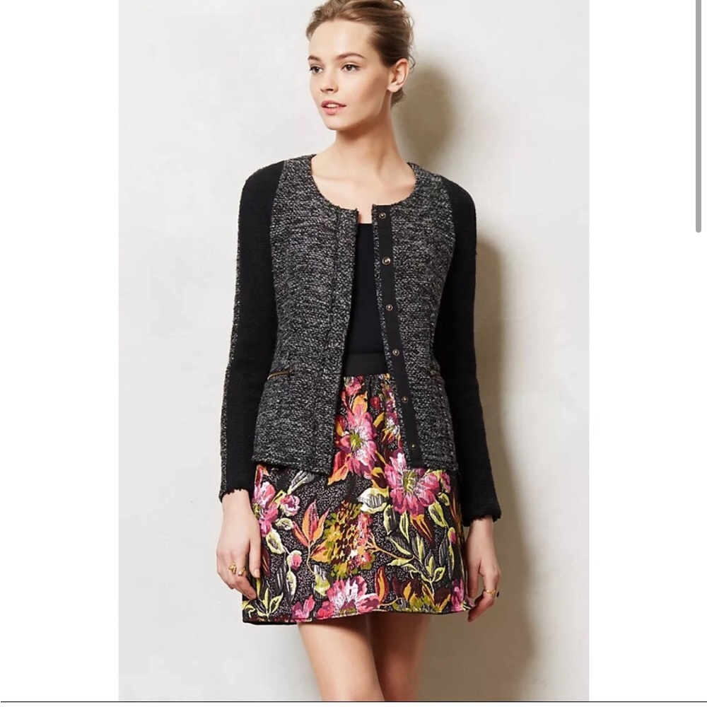 Anthropologie Cartonnier Glimmer Tweed Jacket Blazer Size Medium - Picture 2 of 11